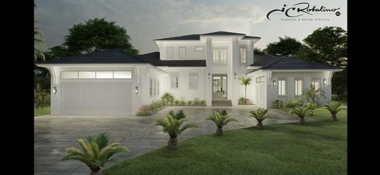 Architectural rendering of a two-story white home by JC Robalino Planning & Design